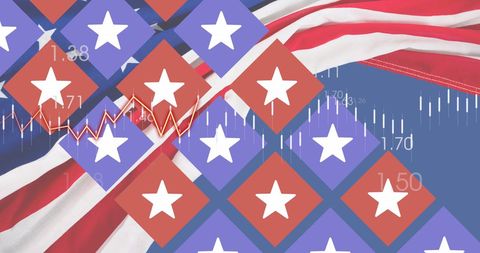 American Flags Merged with Financial Charts Illustrating Economy - Download Free Stock Images Pikwizard.com