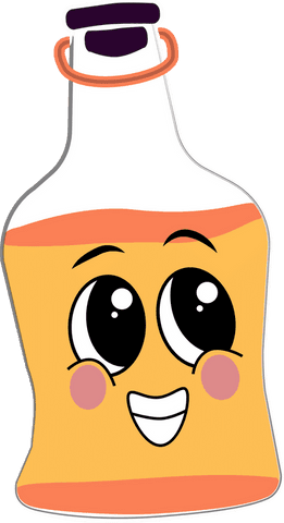 Transparent Smiling Orange Bottle Cartoon Character Illustration