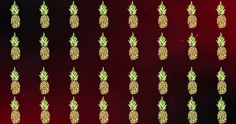 Seamless pattern of pineapples on vibrant red background