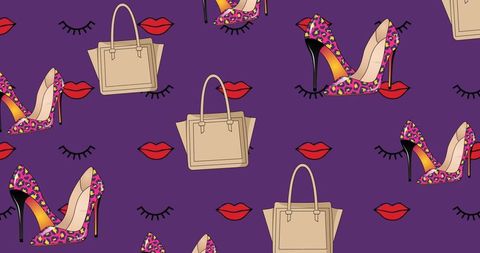 trendy fashion icons on purple seamless pattern - Download Free Stock Images Pikwizard.com