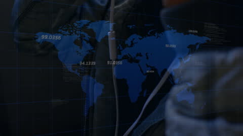 Data Processing Technology with World Map Overlay