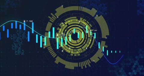 Abstract Data Visualization with Circuit Design and Financial Chart - Download Free Stock Images Pikwizard.com
