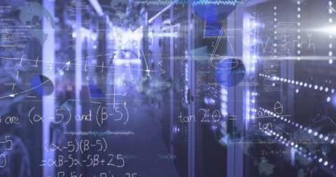 Data Processing Animation Overlay in Modern Server Room