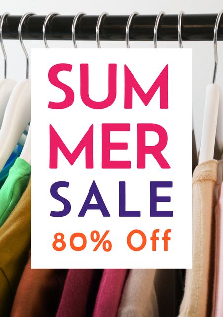 Summer Sale Banner with Vibrant Clothes on Hanger Offering 80% Off - Download Free Stock Videos Pikwizard.com