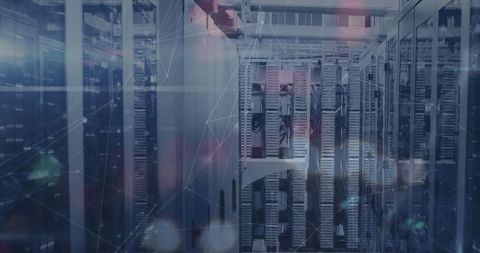 Data Center Servers with Digital Network Connections Overlay - Download Free Stock Images Pikwizard.com