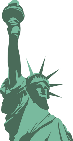 Minimalist green duotone transparent statue of liberty illustration
