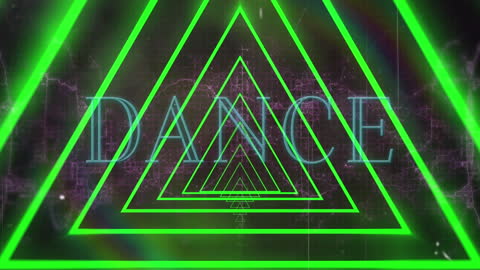 Abstract Digital Triangles with Dance Text in Virtual Game Interface