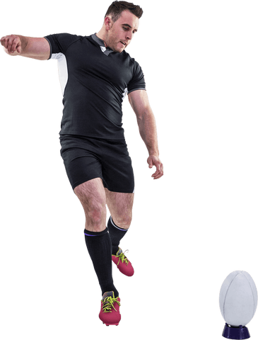 Rugby Player in Full Motion Kicking Ball on Transparent Background - Download Free Stock Videos Pikwizard.com