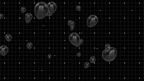 Floating Translucent Bubbles on Grid Background