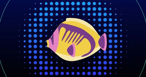 Colorful Fish on Abstract Digital Background