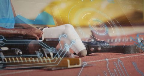 Paralympic Athlete Preparing with Advanced Digital Interface