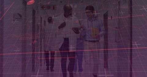 Innovative medical team analyzing data in hospital corridor