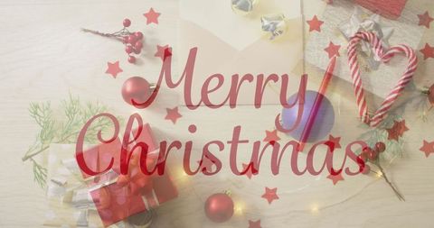 festive merry christmas message with decor and gift - Download Free Stock Images Pikwizard.com