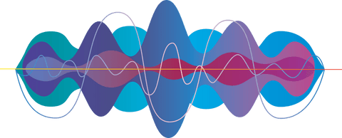 Colorful abstract waves on transparent background digital illustration