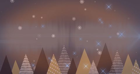 Dreamy Snowfall over Geometric Fir Trees
