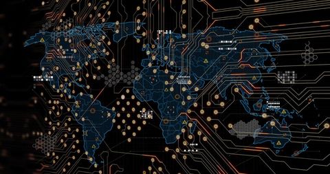 Futuristic Global Network Connections Map - Download Free Stock Images Pikwizard.com