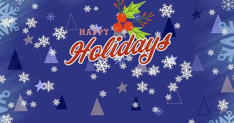 Festive Holiday Greeting with Snowflakes on Blue Background