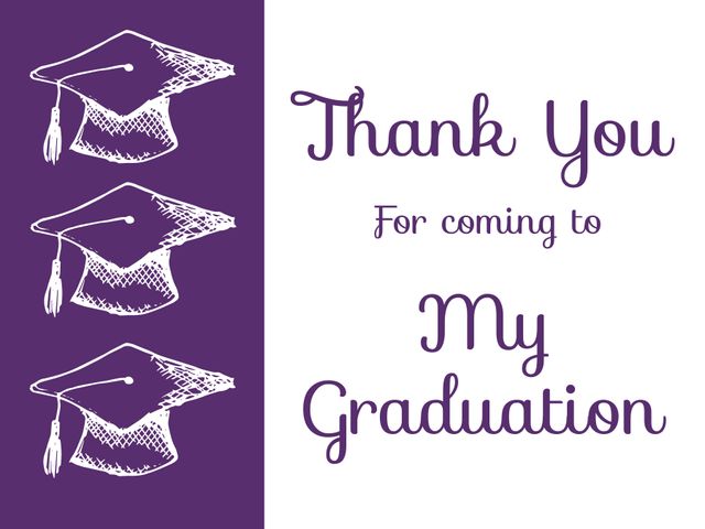 Thank You Card for Graduates with Mortarboard Hats - Download Free Stock Templates Pikwizard.com