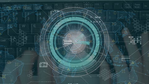 Futuristic Digital Interface with World Map Elements