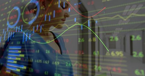 female doctor analyzing financial data overlay - Download Free Stock Images Pikwizard.com