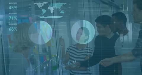 Diverse Team Collaborating on Business Analytics Presentations