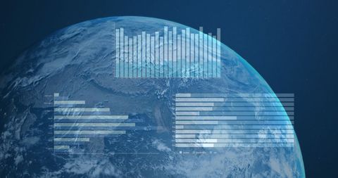 Digital Data Visualization over Earth in Global Technology Concept - Download Free Stock Images Pikwizard.com
