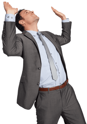 Successful Businessman Celebrating Victory on Transparent Background