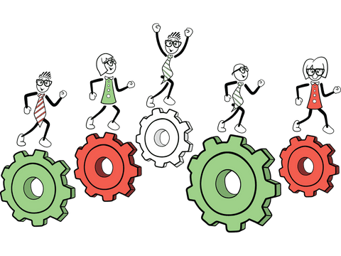 teamwork concept with transparent gears and animated characters - Download Free Stock Videos Pikwizard.com