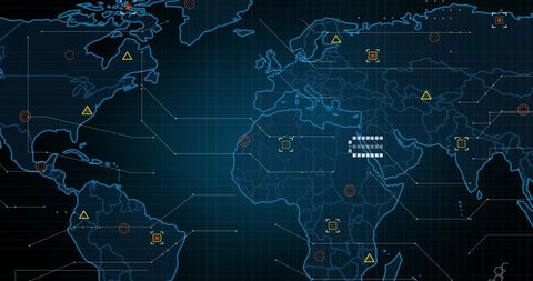 Global Data Processing Interface with World Map - Download Free Stock Images Pikwizard.com