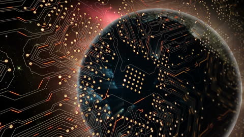 Digital Globe with Circuit Connections Framing Global Technology