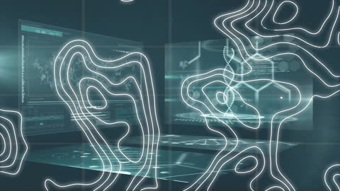 Futuristic Interface with Moving Lines and Data Processing