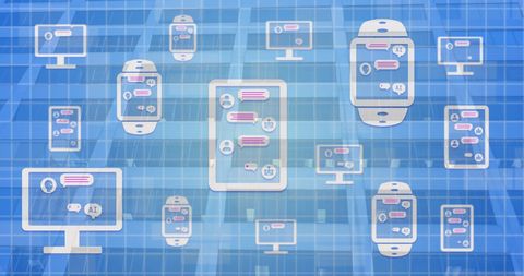 Digital AI Chat Interface on Multiple Devices in Business Environment - Download Free Stock Images Pikwizard.com
