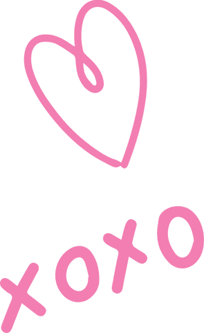 Pink heart and xoxo text illustration on transparent background
