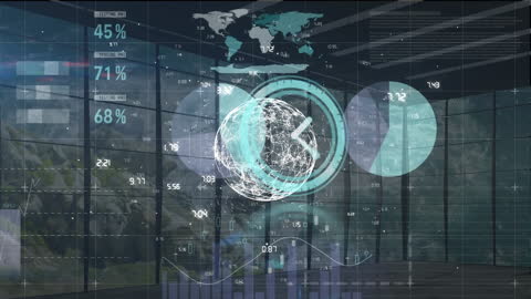 Futuristic Digital Interface with Globe and Data Overlay