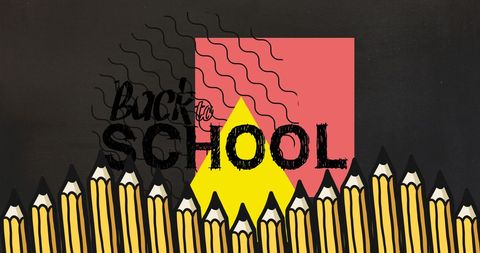 Back to school digital art with pencil icons