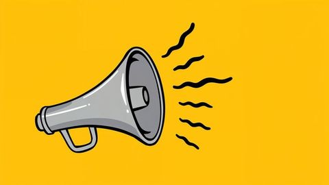 Minimalist Megaphone Marks Sound Waves on Bold Yellow