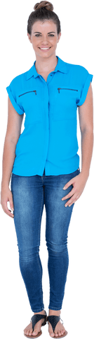 Transparent Background of Smiling Woman Standing Full-Length