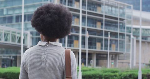 African American Businesswoman Exploring Modern Cityscape