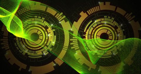 Futuristic Digital Interface with Spinning Cogs and Data Links - Download Free Stock Images Pikwizard.com