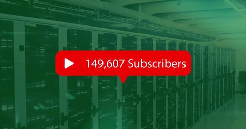Digital Data Processing in Modern Server Environment with Subscriber Count Overlay - Download Free Stock Images Pikwizard.com
