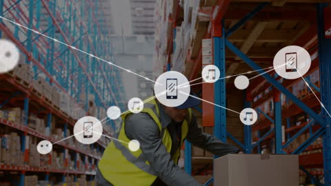 Warehouse Worker and Digital Network Overlay