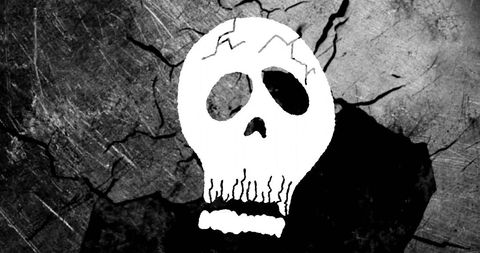 Cracked Skull Design on Grunge Background for Halloween