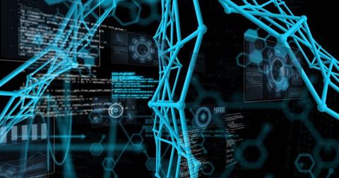 Futuristic cyberspace network with holographic interfaces