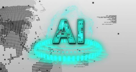 Futuristic ai digital interface with holographic elements