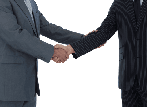 Transparent Business Handshake Agreement in Professional Suits