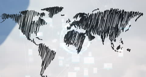 Global Network Connections with World Map Overlay