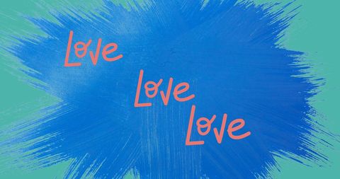 Moving Love Texts on Vibrant Blue Brush Background - Download Free Stock Images Pikwizard.com