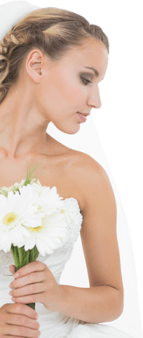elegant transparent bride holding bouquet looking down - Download Free Stock Videos Pikwizard.com