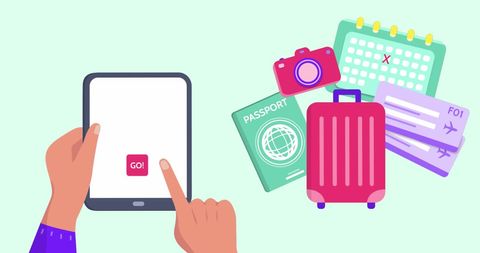 Digital Travel Preparation with Icons and Tablet Interaction - Download Free Stock Images Pikwizard.com