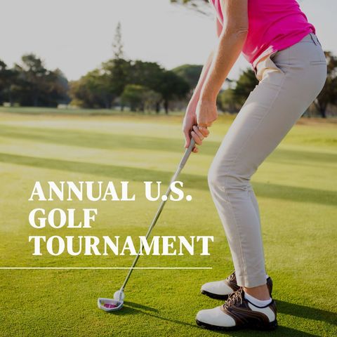 Golfer practicing for annual u.s. Golf tournament on sunny course